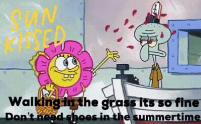 SpongeBob And Squidward Talking About Walking In Grass GIF