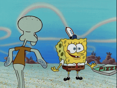 SpongeBob And Squidward With Pizza Box GIF