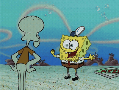 SpongeBob And Squidward With Pizza Box GIF