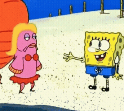 SpongeBob And Woman On Beach GIF