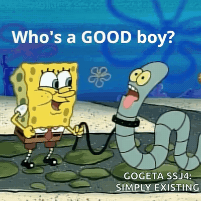 SpongeBob And Worm Who's A Good Boy GIF