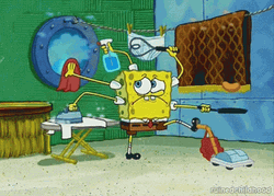 SpongeBob Busy Cleaning GIF