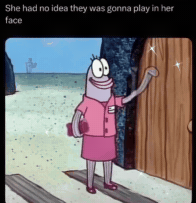 SpongeBob Character Holding Stick In Front Of Door GIF