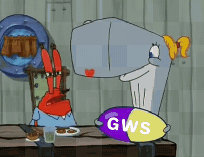 SpongeBob Character Sitting At Table With GWS Object GIF