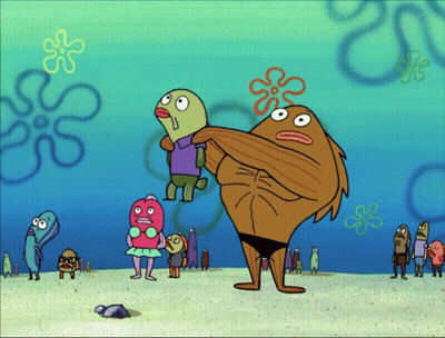 SpongeBob Characters Standing On Beach GIF