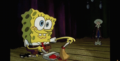SpongeBob Cleaning Blood GIF