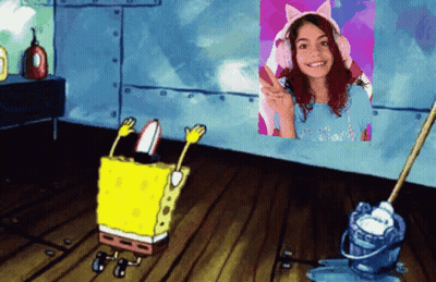 SpongeBob Cleaning Floor With Girl Picture GIF