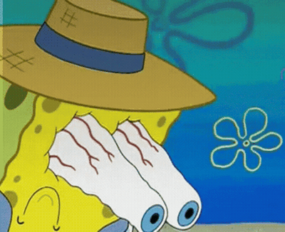 Spongebob Covering Face With Hat GIF