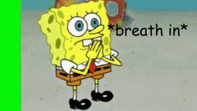 SpongeBob Covering Mouth Saying Breath In GIF