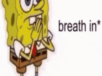 Spongebob Covering Mouth Saying Breath In GIF