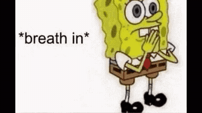 SpongeBob Covering Mouth With Breath In GIF