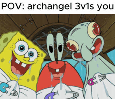 Spongebob Crab And Squidward Archangel 3V1s You GIF