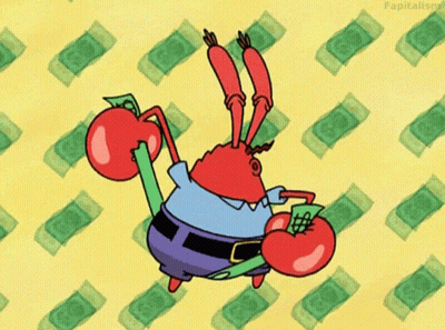 SpongeBob Crab Surrounded By Money GIF