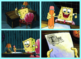 Spongebob Distracted While Writing GIF