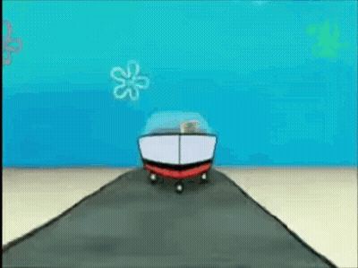 SpongeBob Driving Boat On Beach GIF