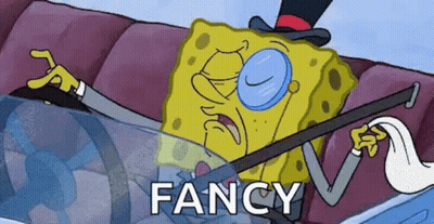 SpongeBob Driving Car With Top Hat And Glasses GIF