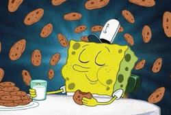 Spongebob Eating Chocolate Cookie And Milk GIF