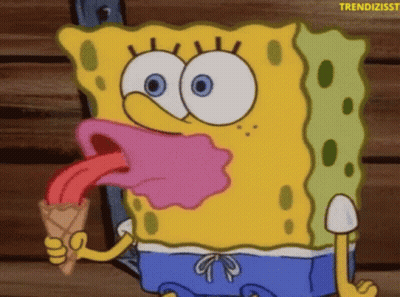 Spongebob Eating Pink Ice Cream Cone GIF