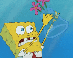 Spongebob Emptying Water From Flower Vase GIF