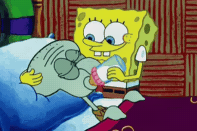 SpongeBob Feeding Squidward Baby Bottle GIF