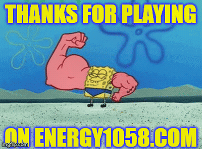 Spongebob Flexing Muscles Thanks For Playing On Energy1050 GIF