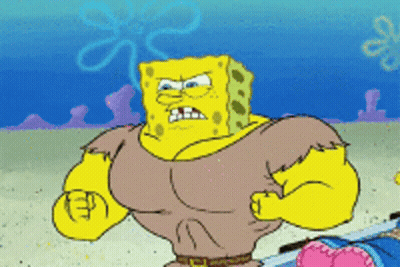 SpongeBob Flexing Muscles With Flower GIF