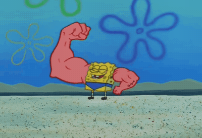 SpongeBob Flexing Muscles With Thank You GIF