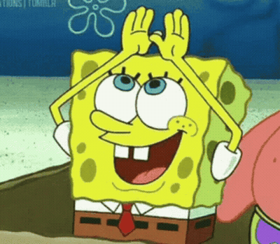 SpongeBob Funny Face With Hands Over Head GIF