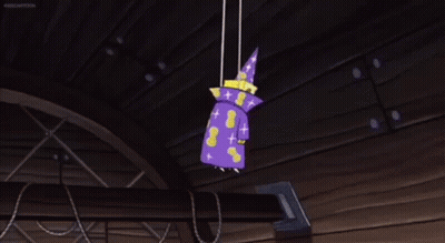 SpongeBob Hanging From Rope With Wizard Hat GIF
