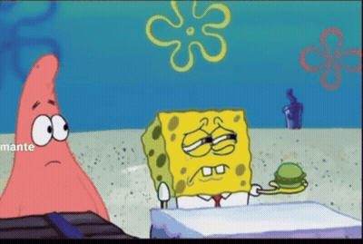 SpongeBob Holding Hamburger With Patrick Behind GIF