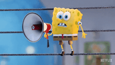 SpongeBob Holding Megaphone We Need Help GIF