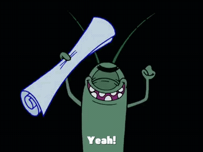 SpongeBob Holding Paper Saying Yeah GIF