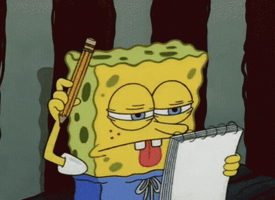 SpongeBob Holding Pencil Looking At Paper GIF