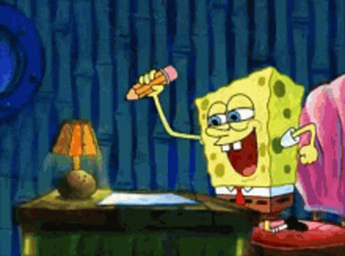 SpongeBob Holding Pencil GIF