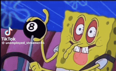 Spongebob Holding Pool Ball Number Eight GIF