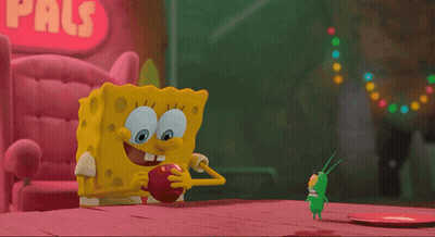 SpongeBob Holding Red Object With Pals Sign GIF