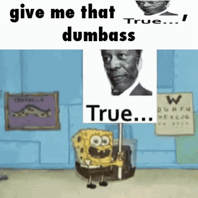 Spongebob Holding Sign Saying True GIF