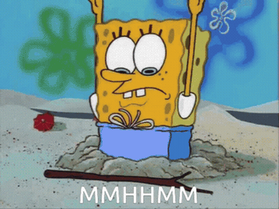 SpongeBob Holding Stick Saying Mmhmm GIF
