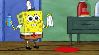 Spongebob Holding Towel And Spray Bottle GIF