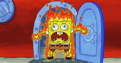 Spongebob In Front Of Flaming Door GIF