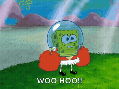 SpongeBob In Helmet And Cheerleader Outfit Woo Hoo GIF