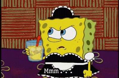 SpongeBob In Maid Outfit Holding Drink GIF