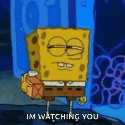 Spongebob Is Holding A Box And Saying `` Im Watching You '' . GIF