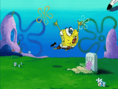 Spongebob Jumping Over Grave RIP GIF