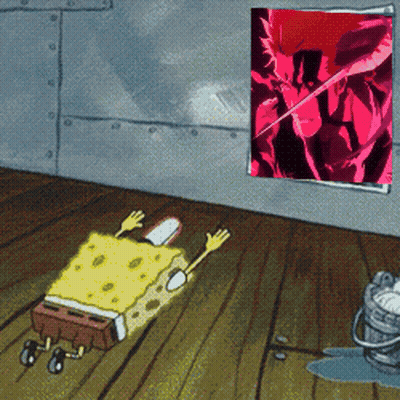 SpongeBob Laying On Floor In Front Of Poster GIF