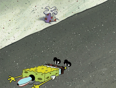 SpongeBob Laying On Ground With Crab Behind Him GIF