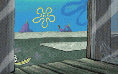 SpongeBob Looking Out Window With Yellow Flower