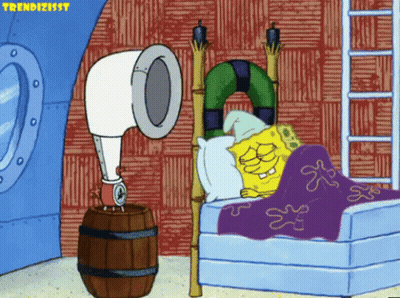 SpongeBob Lying In Bed Next To Barrel GIF