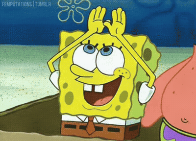 SpongeBob Making Funny Face With Hands In Air GIF