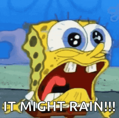 SpongeBob Mouth Open Saying It Might Rain GIF